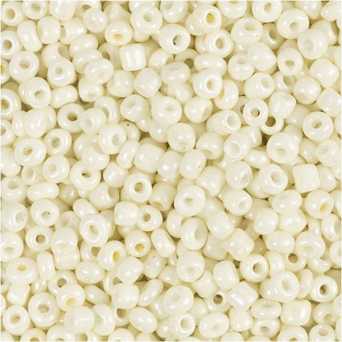 Rocaiperler, diam. 3 mm, str. 8/0, hulstr. 0,6-1,0 mm, perlemor, 25 g/ 1 pk.
