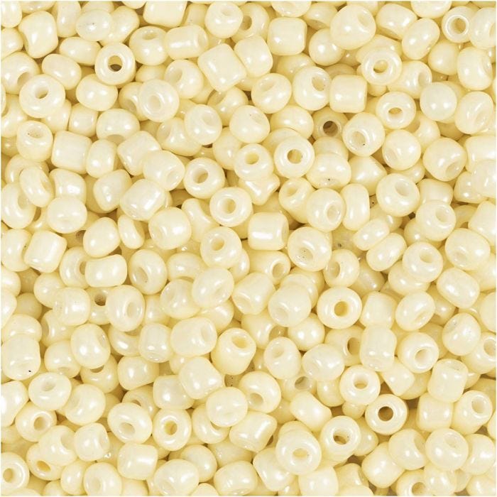 Rocaiperler, diam. 3 mm, str. 8/0, hulstr. 0,6-1,0 mm, lys gul, 25 g/ 1 pk.