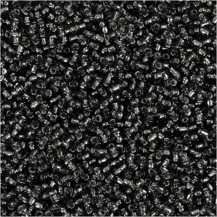 Rocaiperler, diam. 1,7 mm, str. 15/0, hulstr. 0,5-0,8 mm, grågrøn, 25 g/ 1 pk.