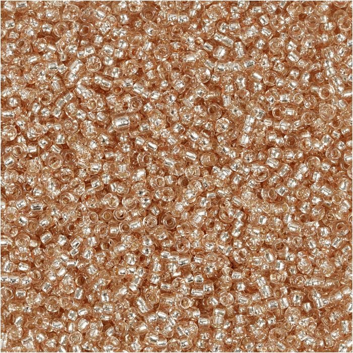 Rocaiperler, diam. 1,7 mm, str. 15/0, hulstr. 0,5-0,8 mm, fersken, 25 g/ 1 pk.