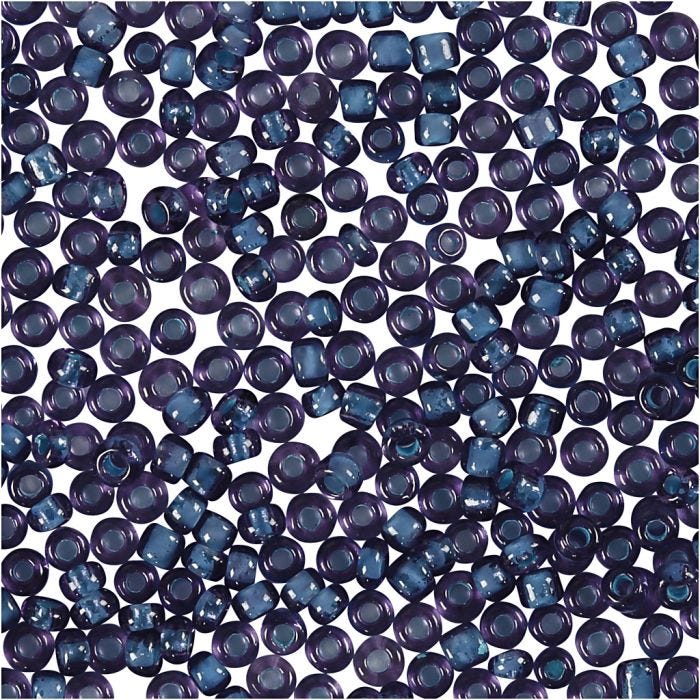 Rocaiperler, diam. 1,7 mm, str. 15/0, hulstr. 0,5-0,8 mm, lilla, 25 g/ 1 pk.