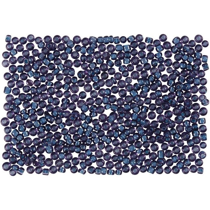 Rocaiperler, diam. 1,7 mm, str. 15/0, hulstr. 0,5-0,8 mm, mørk blå, 500 g/ 1 ps.