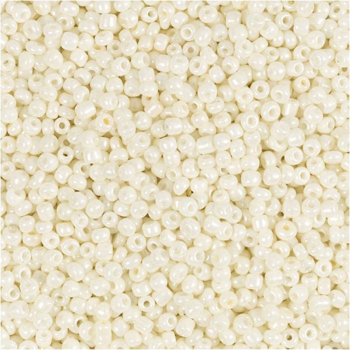 Rocaiperler, diam. 1,7 mm, str. 15/0, hulstr. 0,5-0,8 mm, perlemor, 25 g/ 1 pk.