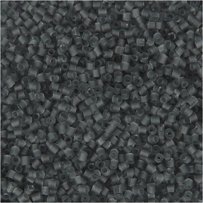 Rocaiperler 2-cut, 2-cut, diam. 1,7 mm, str. 15/0, hulstr. 0,5 mm, transparent grå, 500 g/ 1 ps.