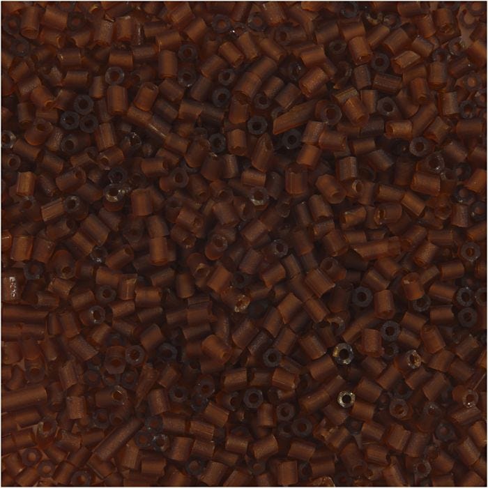 Rocaiperler 2-cut, diam. 1,7 mm, str. 15/0, hulstr. 0,5 mm, brun, 25 g/ 1 pk.