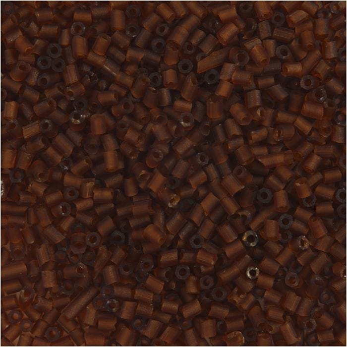 Rocaiperler 2-cut, diam. 1,7 mm, str. 15/0, hulstr. 0,5 mm, brun, 500 g/ 1 ps.