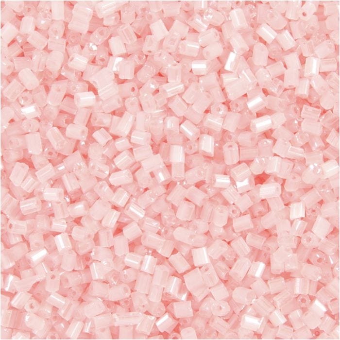 Rocaiperler 2-cut, diam. 1,7 mm, str. 15/0, hulstr. 0,5 mm, transparent rosa, 500 g/ 1 ps.