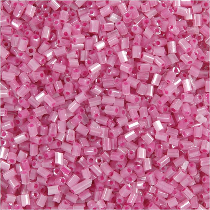 Rocaiperler 2-cut, diam. 1,7 mm, str. 15/0, hulstr. 0,5 mm, rosa, 25 g/ 1 pk.