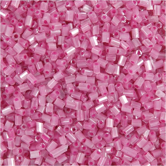 Rocaiperler 2-cut, diam. 1,7 mm, str. 15/0 , hulstr. 0,5 mm, rosa, 500 g/ 1 ps.