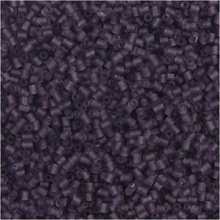 Rocaiperler 2-cut, diam. 1,7 mm, str. 15/0 , hulstr. 0,5 mm, frosted lilla, 25 g/ 1 pk.