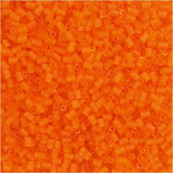 Rocaiperler 2-cut, diam. 1,7 mm, str. 15/0, hulstr. 0,5 mm, transparent orange, 25 g/ 1 pk.