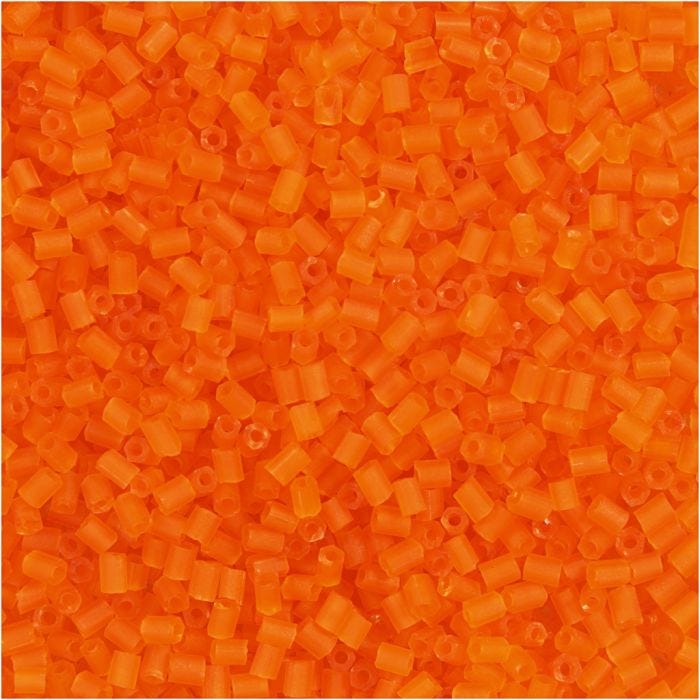 Rocaiperler 2-cut, diam. 1,7 mm, str. 15/0 , hulstr. 0,5 mm, transparent orange, 25 g/ 1 pk.