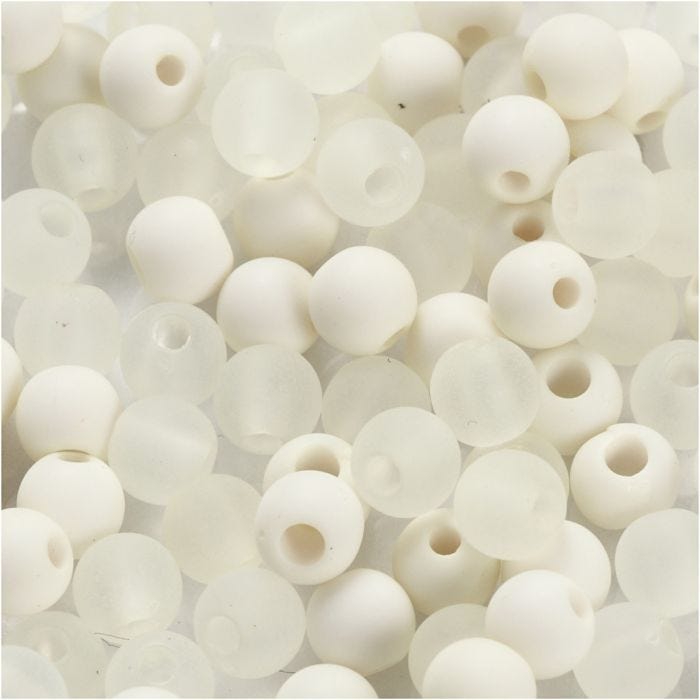Plastperler, diam. 6 mm, hulstr. 2 mm, creme, 40 g/ 1 pk.