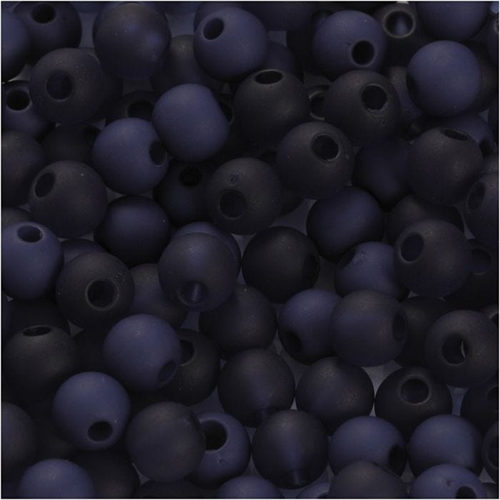 Plastperler, diam. 6 mm, hulstr. 2 mm, blå, 40 g/ 1 pk.
