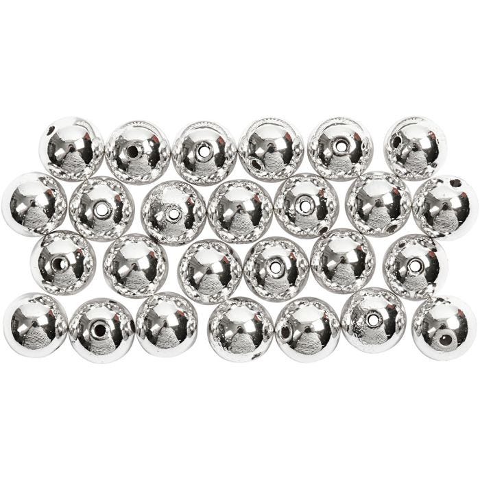 Voksperler, diam. 8 mm, hulstr. 1 mm, sølv, 50 stk./ 1 pk.