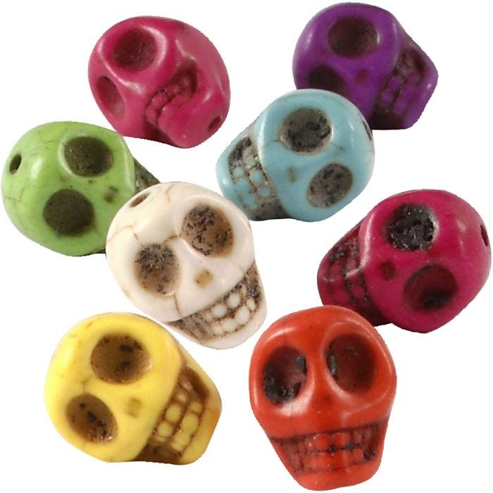 Howlite, diam. 12 mm, hulstr. 1,5 mm, stærke farver, 32 stk./ 1 pk.