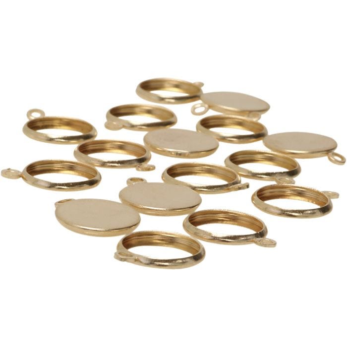 Medaljoner, diam. 12 mm, forgyldt, 100 stk./ 1 ps.