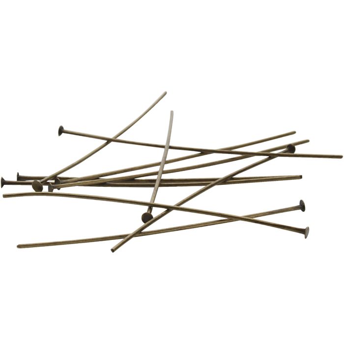 Stavspyd med plade, L: 50 mm, antik guld, 250 stk./ 1 ps.