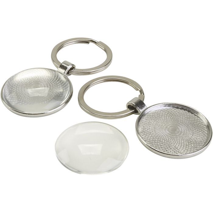 Nøglering med acrylindsats, str. 6,5 cm, 12 stk./ 1 pk.