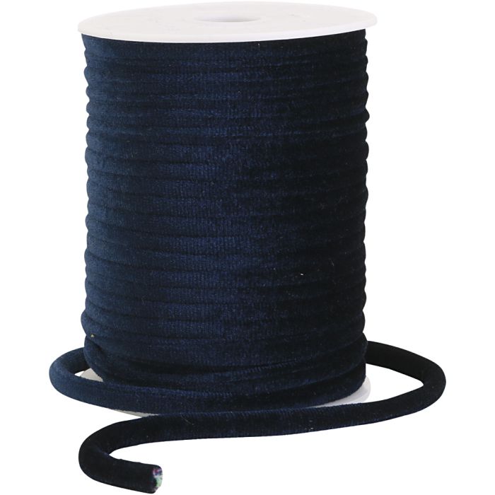 Veloursnor, diam. 7 mm, mørk blå, 20 m/ 1 rl.
