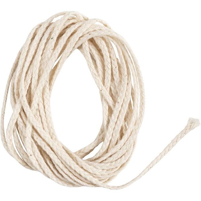 Væge, Passer til dyppelys (diam. 15-22 mm) og støbelys (diam. 40-60 mm), 100 g, 3 m/ 1 pk.