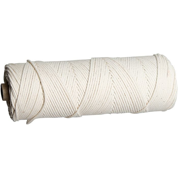 Væge til bivoksplader, Anvend til lys med bivoksplader, 3, tykkelse 2-3 mm, 100 g, 80 m/ 1 rl.