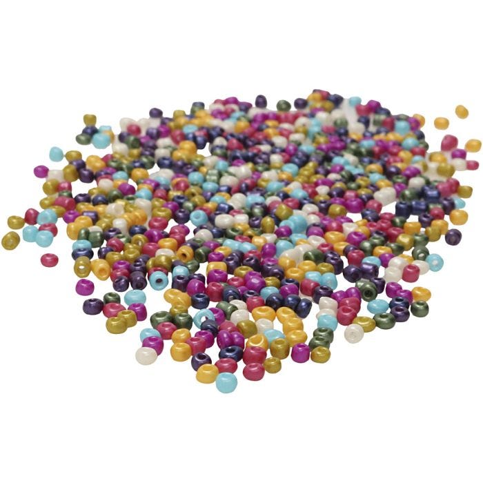Rocaiperler, str. 3 mm, hulstr. 0,6 mm, perlemorsfarver, 1000 g/ 1 ps.