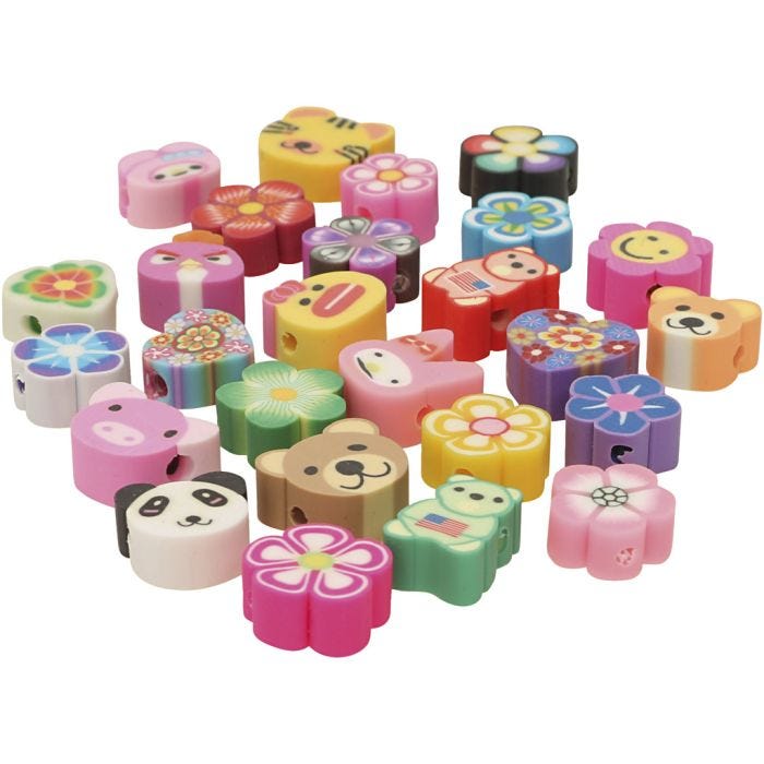 Dyre- og blomsterperler, 10 mm, 1,5 mm, 200ass./ 1 pk.