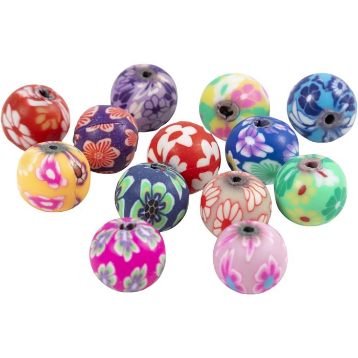 Fimoperler, rund, diam. 10 mm, hulstr. 1 mm, 50 stk./ 1 ps.