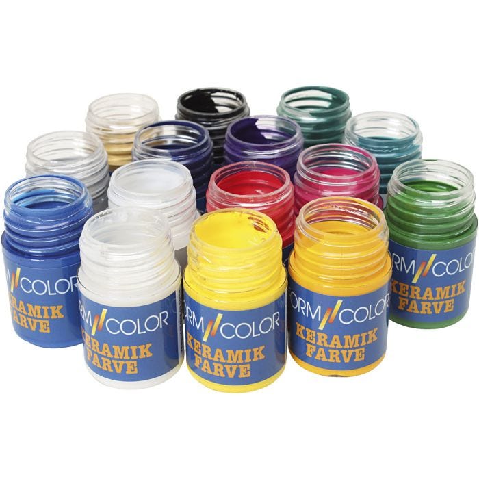 Keramik- og porcelænsmaling, ass. farver, 15x35ml/ 1 pk.