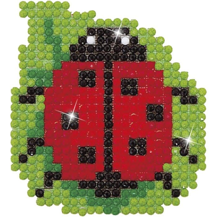 Diamond Dotz - billede på stof, mariehøne, 7,6x7,6 cm, 1 pk.