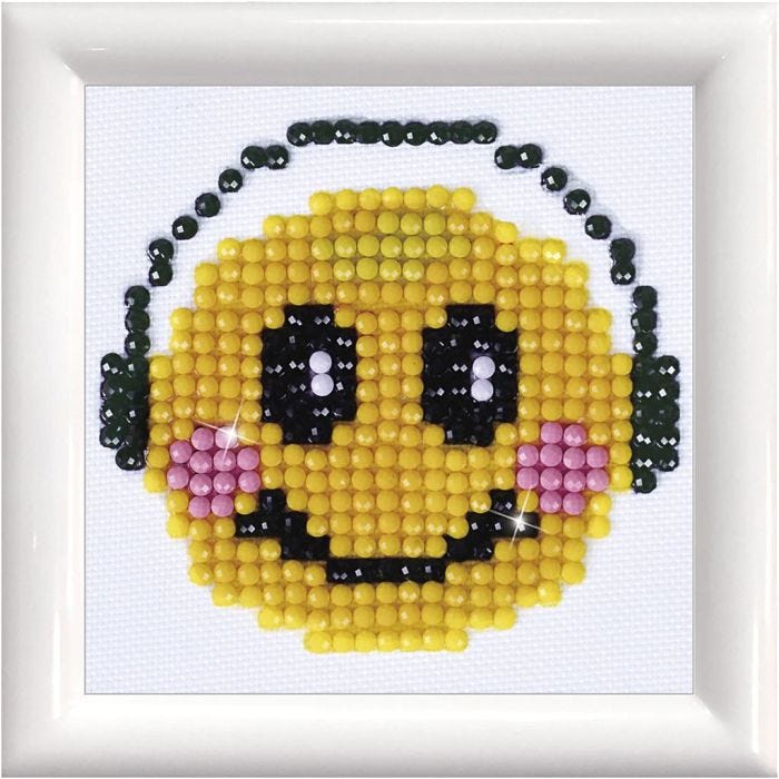 Diamond Dotz - billede på stof, smiley, 7,6x7,6 cm, 1 pk.