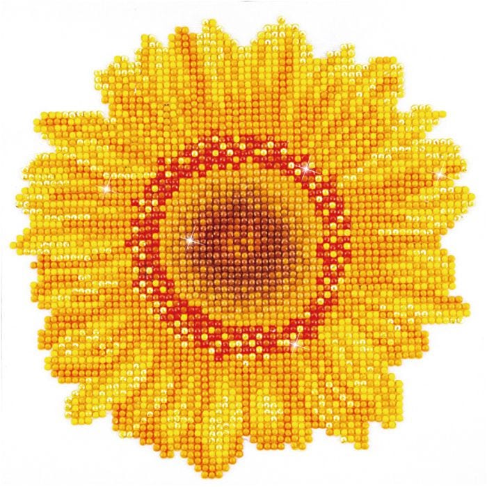 Diamond Dotz - billede på stof, Solsikke, 20x20 cm, 1 pk.