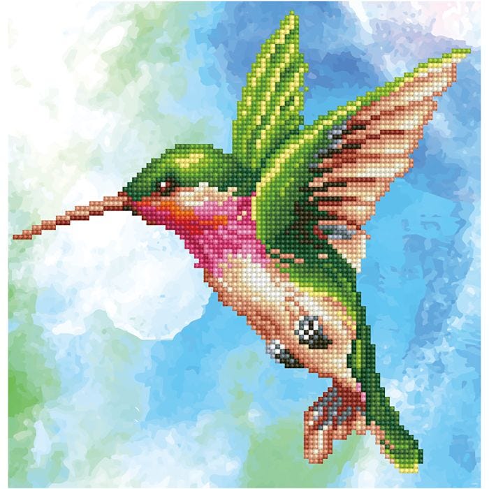 Diamond Dotz - billede på stof, Kolibri, 28x35,5 cm, 1 pk.