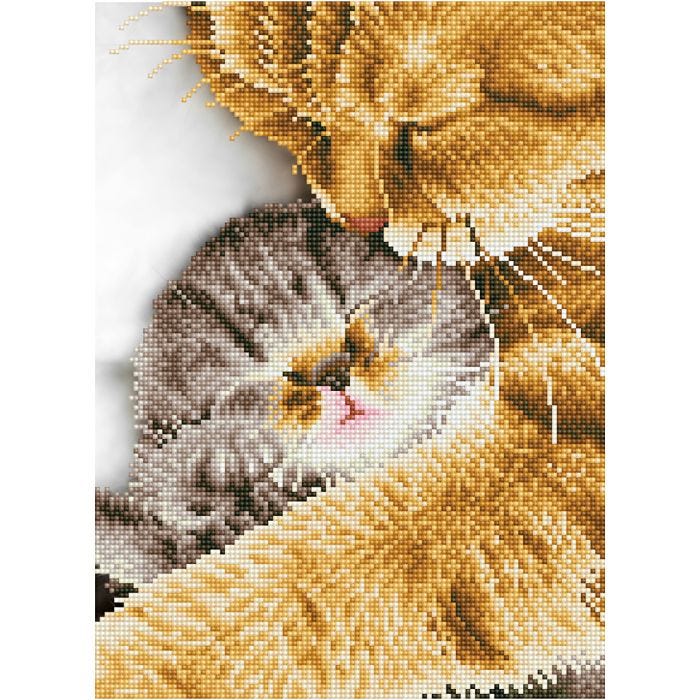 Diamond Dotz - billede på stof, Kat og killing, 35,5x45,7 cm, 1 pk.