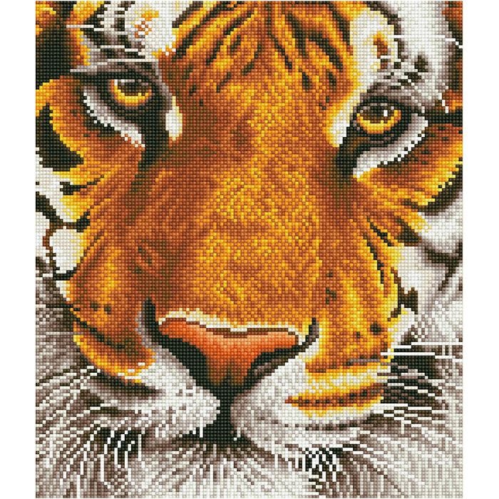 Diamond Dotz - billede på stof, Tiger, str. 36x42 cm, 1 pk.