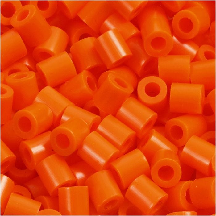 Rørperler, str. 5x5 mm, hulstr. 2,5 mm, medium, klar orange (32233), 6000 stk./ 1 pk.