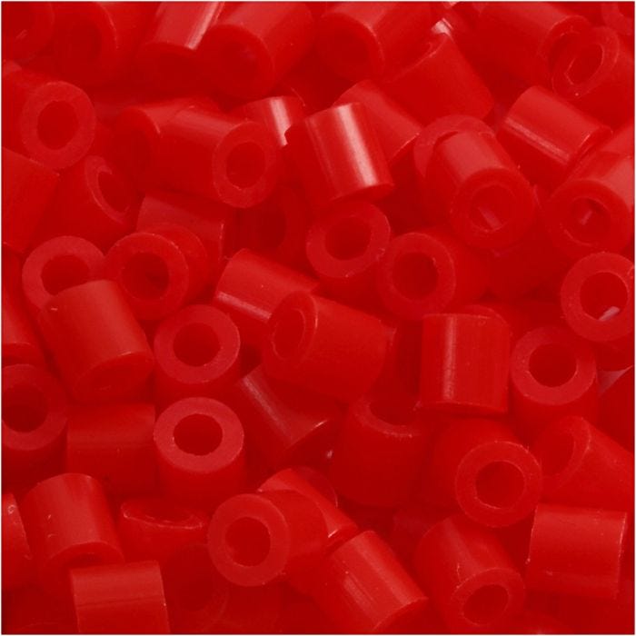 Rørperler, str. 5x5 mm, hulstr. 2,5 mm, medium, lys rød (32225), 1100 stk./ 1 pk.