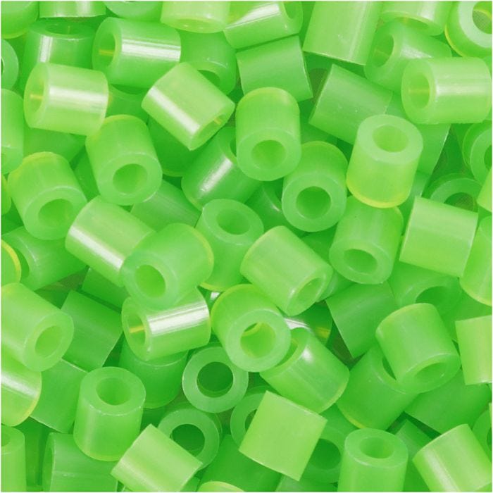 Rørperler, str. 5x5 mm, hulstr. 2,5 mm, medium, grøn neon (32237), 1100 stk./ 1 pk.