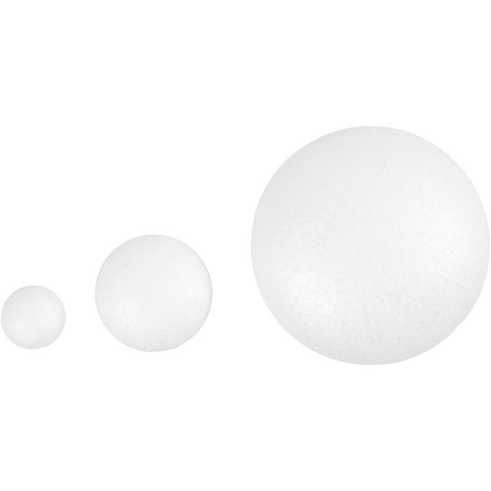 Styropor UFO, oval, diam. 3+9+12 cm, tykkelse 2+3+6 cm, ca. 70+110+240 stk., 420 stk./ 1 pk.