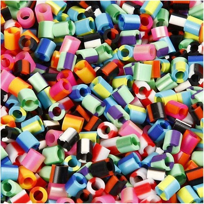 Rørperler, str. 5x5 mm, hulstr. 2,5 mm, medium, stribet, 10000 ass./ 1 pk.