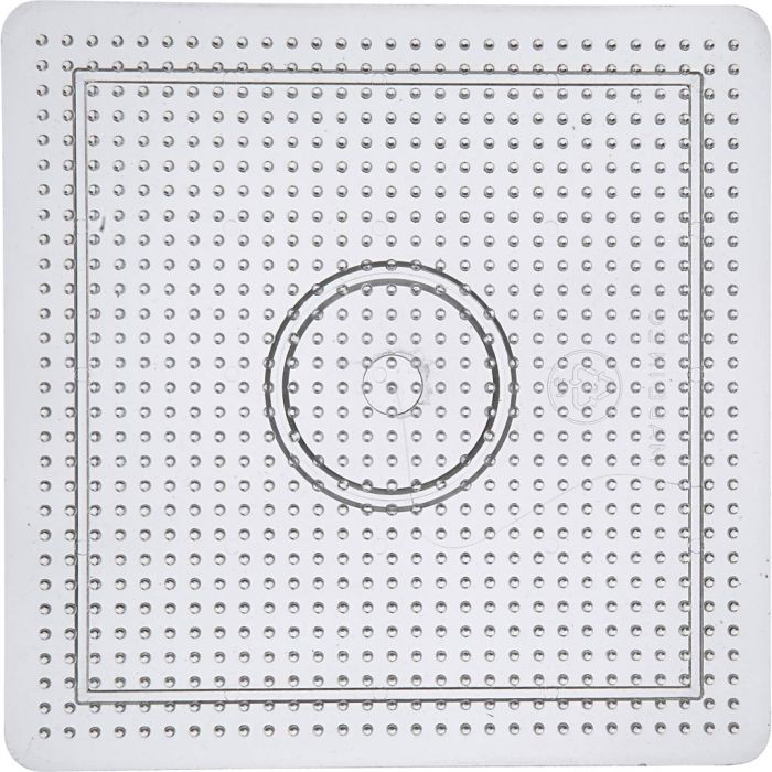 Perleplade, firkant, medium, str. 15 cm, transparent, 1 stk.