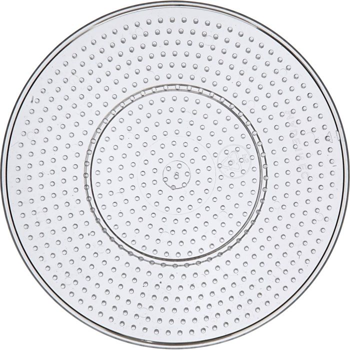 Perleplade, stor rund, medium, str. 15 cm, transparent, 1 stk.