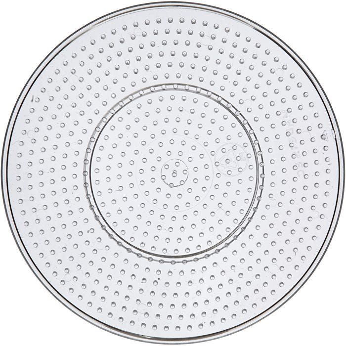 Perleplade, stor rund, 15 cm, medium, klar, 1 stk.