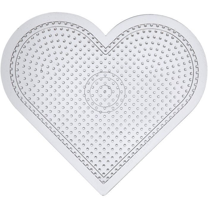 Perleplade, stort hjerte, str. 15 cm, medium, klar, 10 stk./ 1 pk.