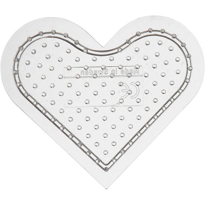 Perleplade, lille hjerte, 7 cm, medium, klar, 1 stk.