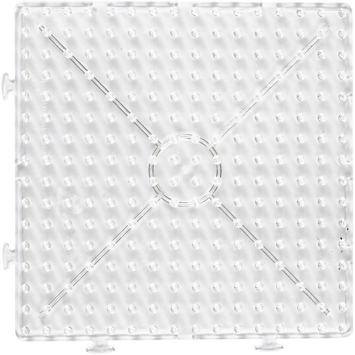 Perleplade, stor samlefirkant, 15x15 cm, JUMBO, klar, 1 stk.