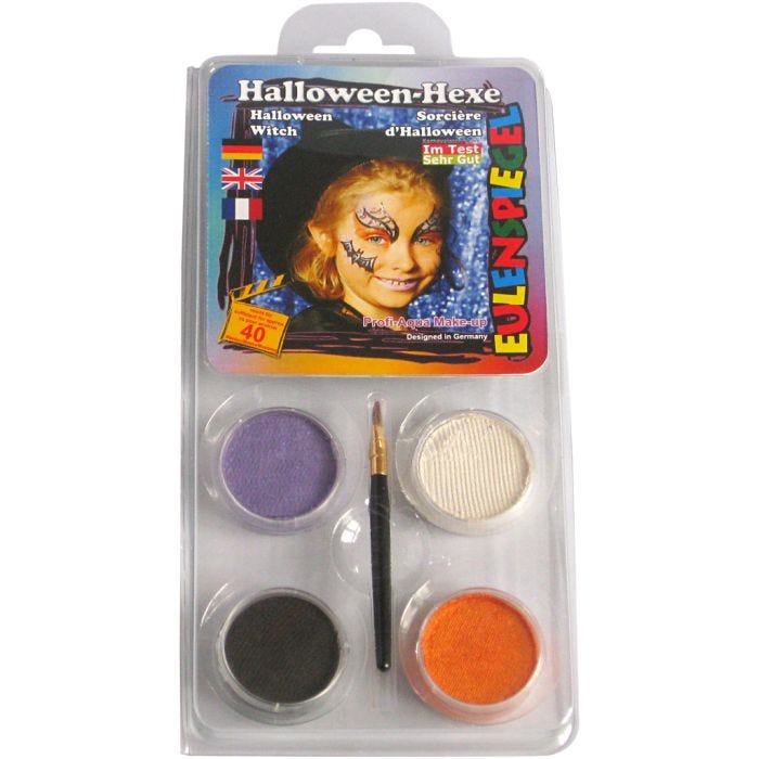 Eulenspiegel Ansigtsmaling - sminkesæt, halloween heks, ass. farver, 1 sæt