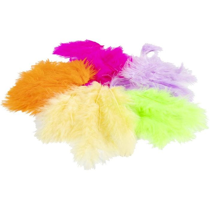 Dunede Fjer, str. 4-10 cm, neonfarver, 50 g/ 1 ps.