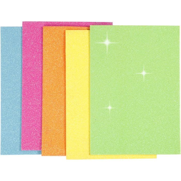 Mosgummi, A5, ark 150x210 mm, tykkelse 2 mm, ass. farver, 5 ark/ 1 pk.